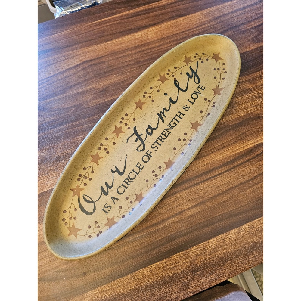 Hearthside Collection Our Family Decorative oval Tray primitive cottagecore 20in